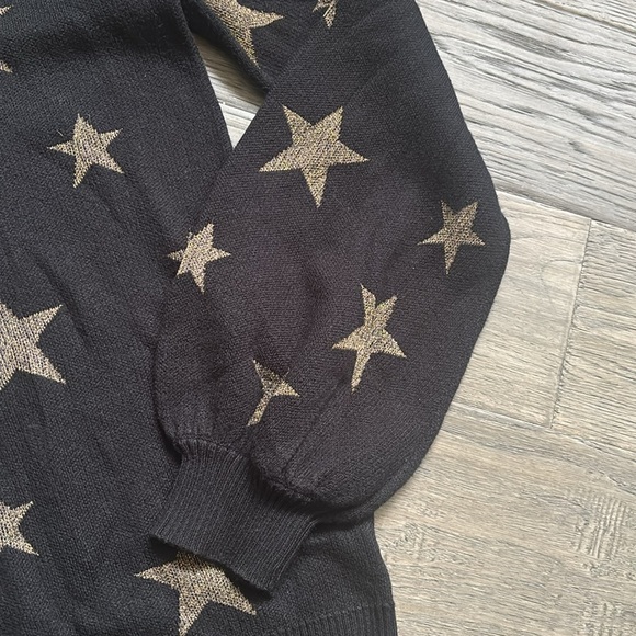 Chaser | Gold Star Blouson Sleeve Crew Neck Pullover Sweater Size XS - Picture 5 of 14